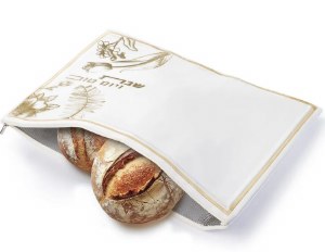 Picture of Faux Leather Challah Pouch Embroidered French Toile Design Gold 17" x 22"